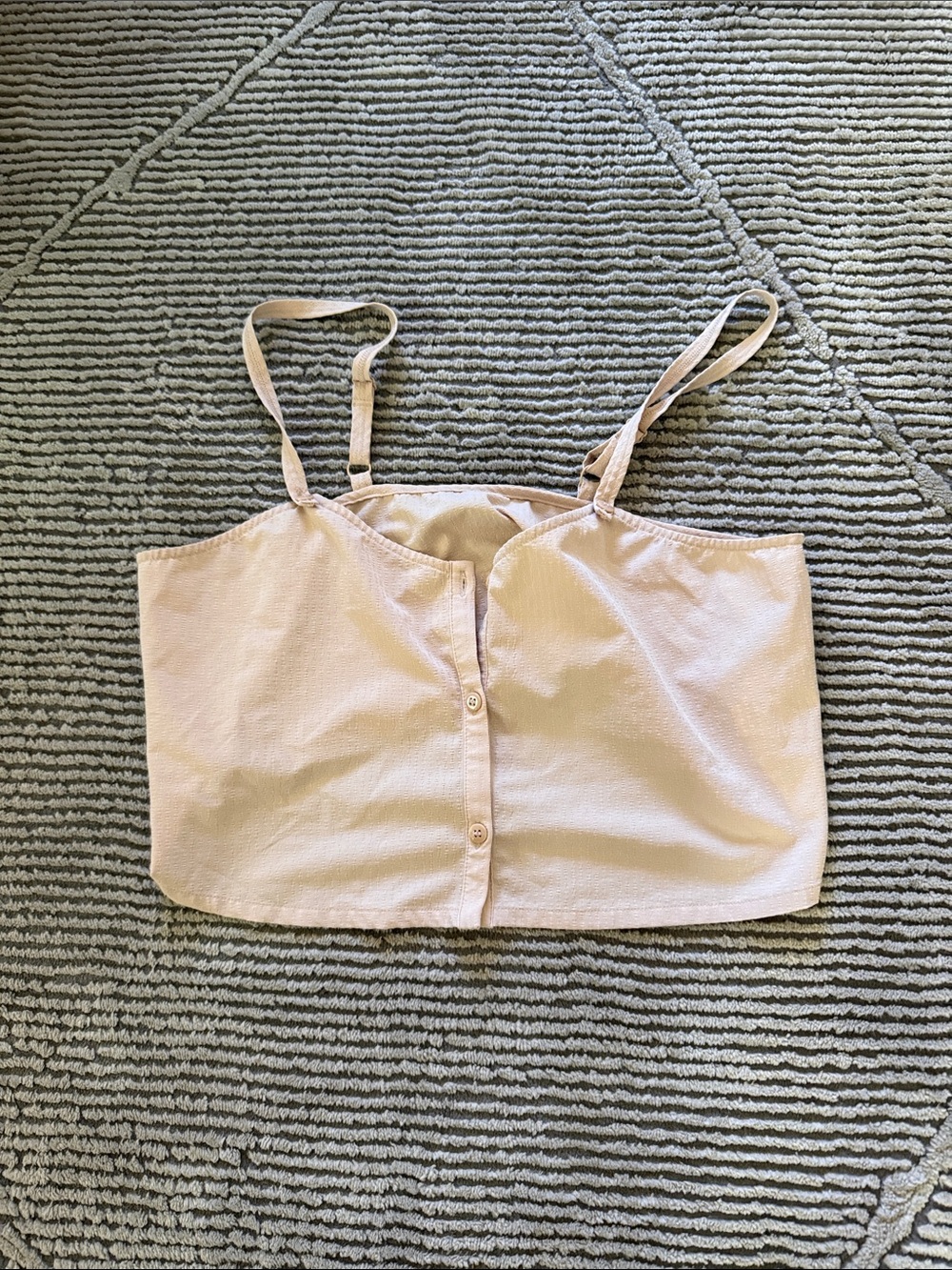 ALO Yoga Pale Pink Button-Front Cropped Cami